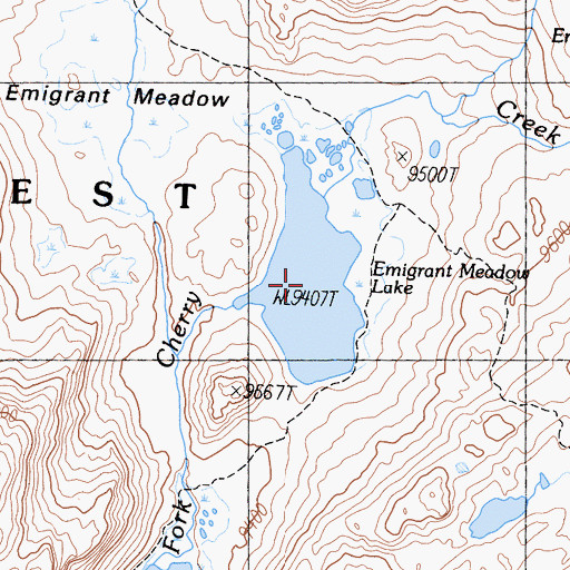 Topographic Map of Emigrant Meadow Lake, CA