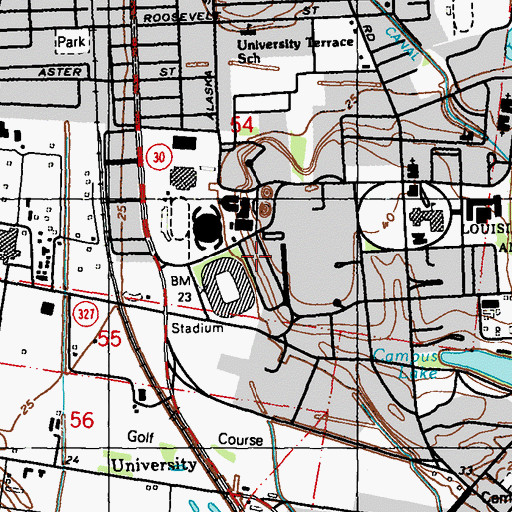 Topographic Map of Louisiana State University Hodges Hall, LA