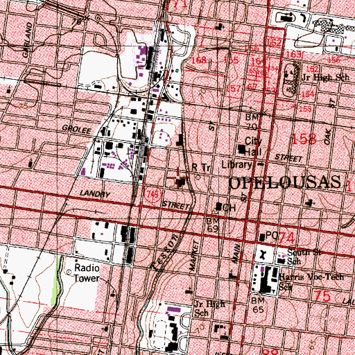 Topographic Map of Bellevue Street Baptist Church, LA