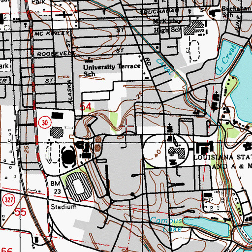 Topographic Map of Louisiana State University Music and Dramatic Arts Building, LA