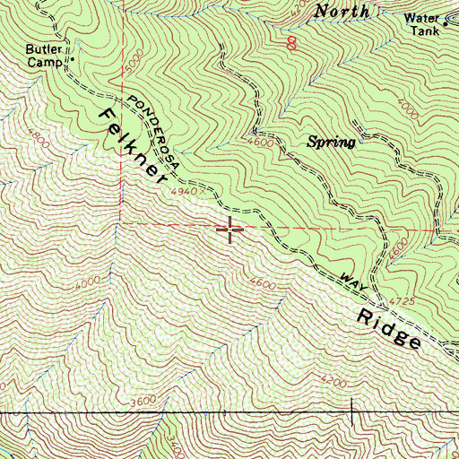 Topographic Map of Felkner Ridge, CA