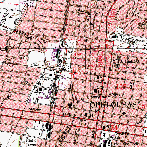 Topographic Map of Saint Landry Parish Health Unit Opelousas Office, LA
