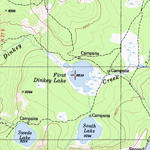 Topographic Map of First Dinkey Lake, CA