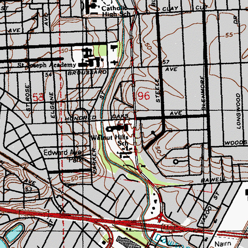 Topographic Map of Bishop Robert E Tracy Center, LA