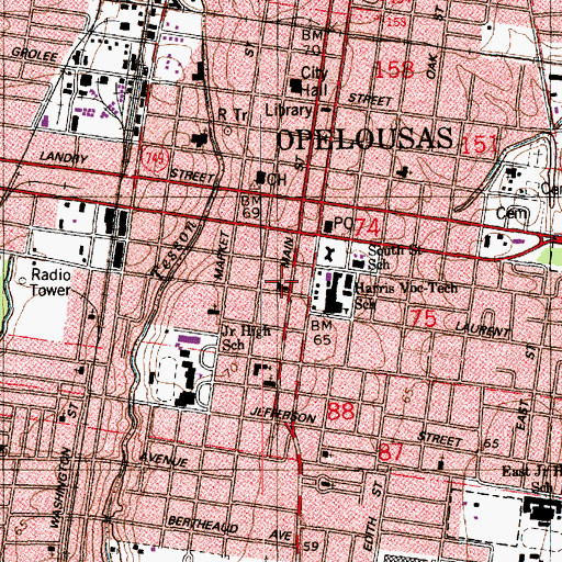 Topographic Map of Hope Presbyterian Church, LA