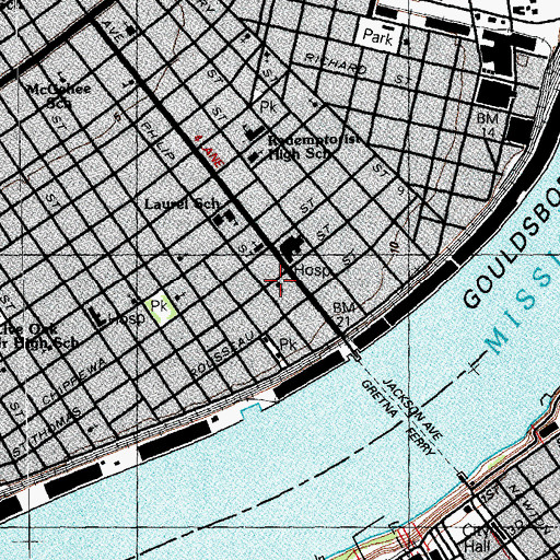Topographic Map of New Orleans Revival Center, LA
