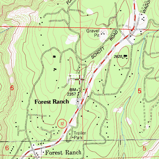 Topographic Map of Forest Ranch, CA