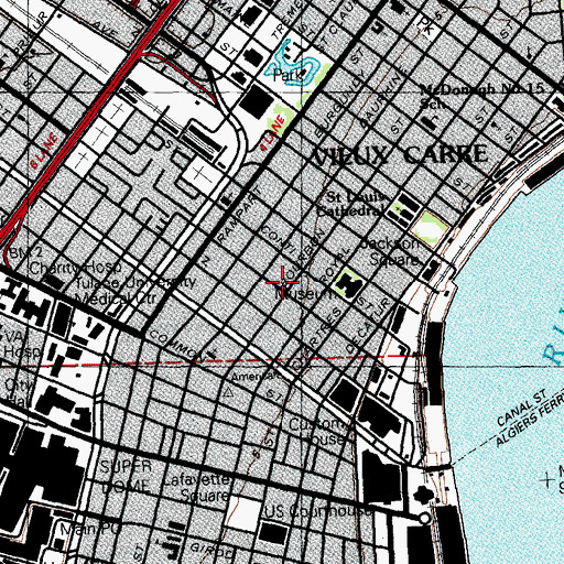Topographic Map of Germaine Wells Mardi Gras Museum, LA