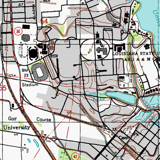 Topographic Map of Louisiana State University Textile and Costume Museum, LA