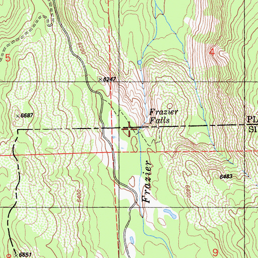 Topographic Map of Frazier Falls, CA