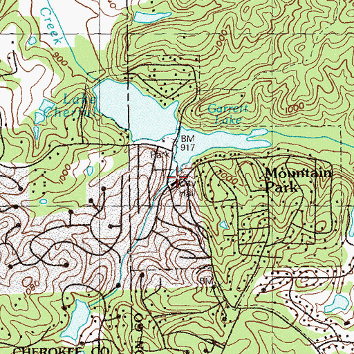 Topographic Map of Mountain Park Fire Department, GA