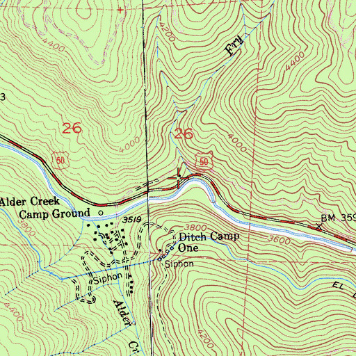 Topographic Map of Fry Creek, CA