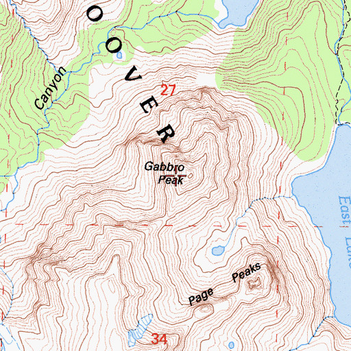 Topographic Map of Gabbro Peak, CA