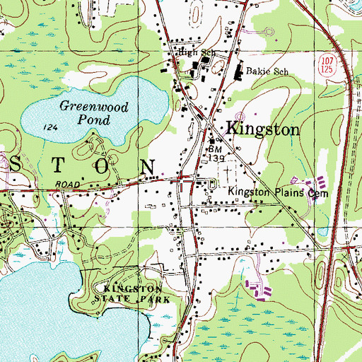 Topographic Map of Kingston Fire Department, NH