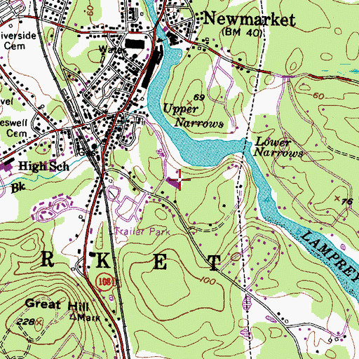 Topographic Map of Newmarket Fire and Rescue, NH