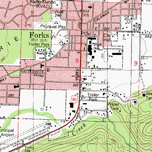 Topographic Map of Forks Transit Center, WA