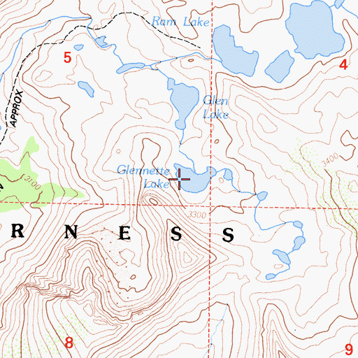Topographic Map of Glennette Lake, CA