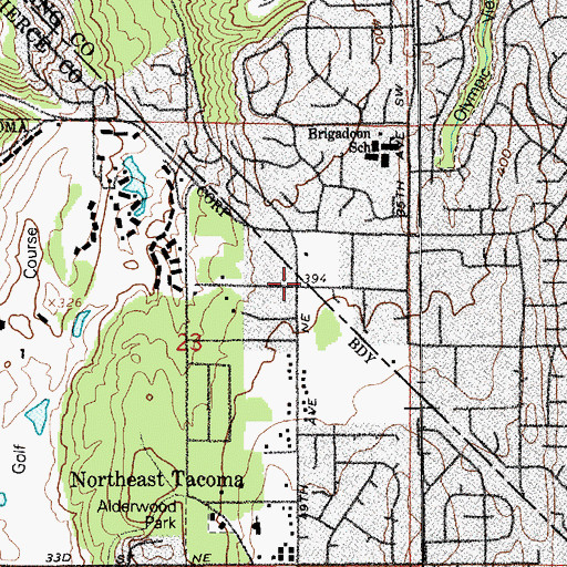 Topographic Map of Brown's Point Kindercare Number 1696, WA