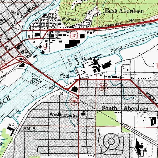 Topographic Map of Aberdeen Fire Department Station 2, WA
