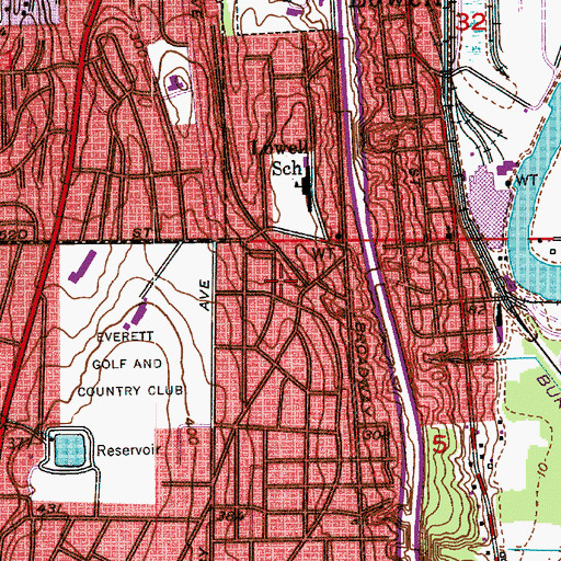 Topographic Map of Snohomish County Fifty Second Street Substation, WA