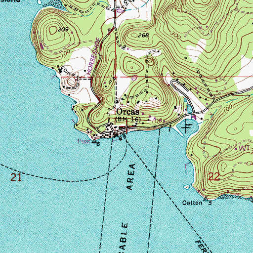 Topographic Map of Orcas Post Office, WA