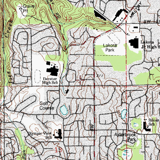 Topographic Map of Highline Park Mobile Home Park, WA