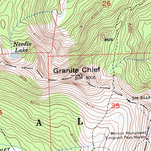 Topographic Map of Granite Chief, CA