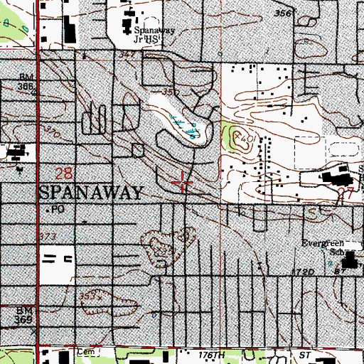 Topographic Map of Winchester Village Mobile Home Park, WA