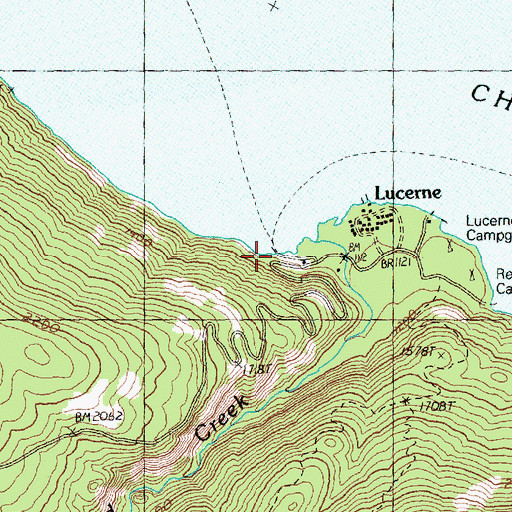 Topographic Map of Lucerne Ferry Landing, WA