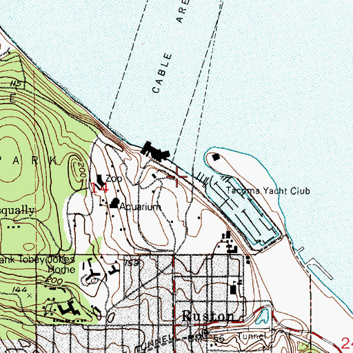 Topographic Map of Point Defiance Ferry Landing, WA