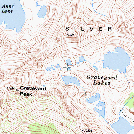 Topographic Map of Graveyard Lakes, CA