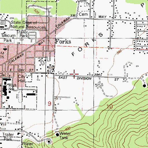 Topographic Map of Forks Seventh Day Adventist Church, WA