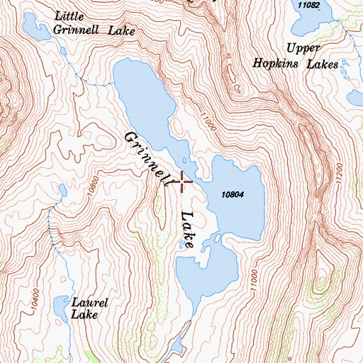 Topographic Map of Grinnell Lake, CA