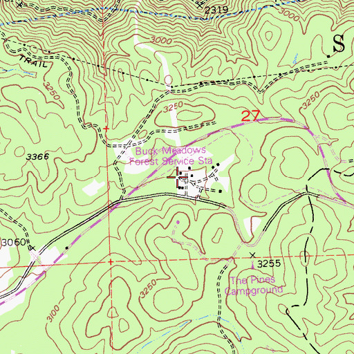 Topographic Map of Groveland Ranger Station, CA