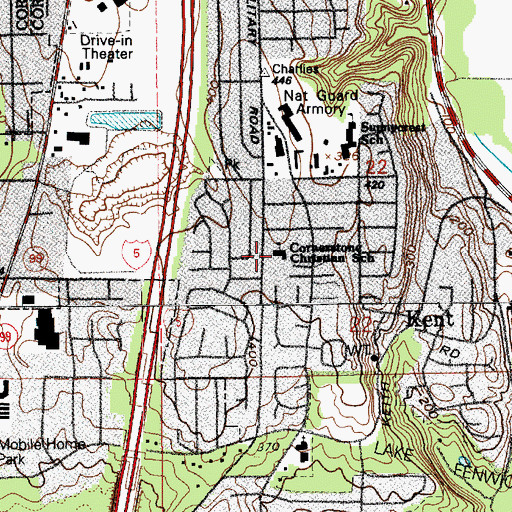 Topographic Map of Cornerstone Community Baptist Church, WA