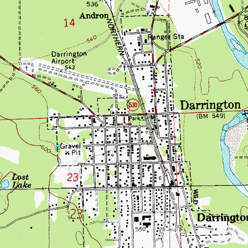 Topographic Map of Darrington Library, WA