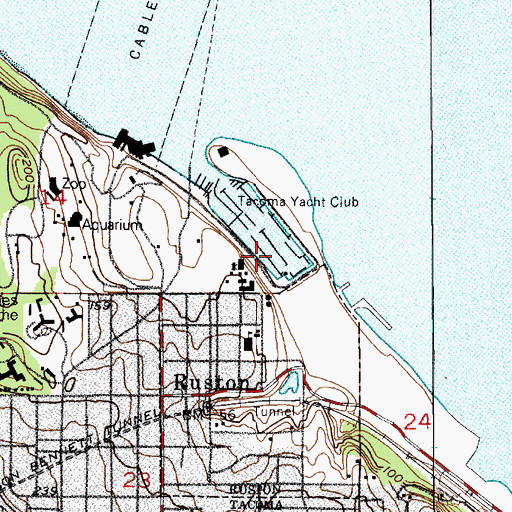 Topographic Map of Fircrest Yacht Club, WA