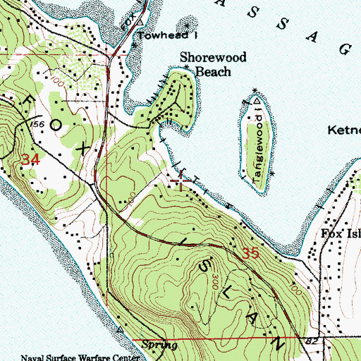 Topographic Map of Fox Island Yacht Club, WA