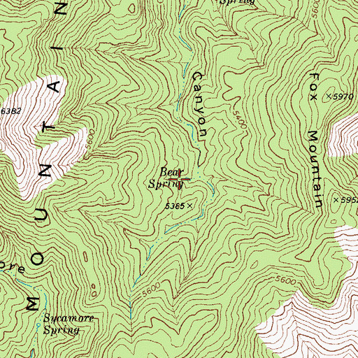Topographic Map of Bear Spring, AZ