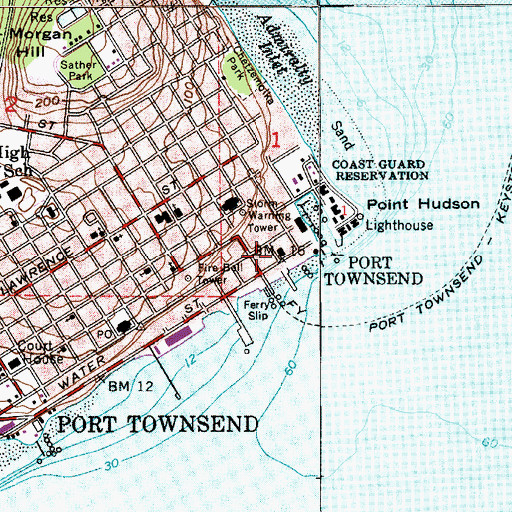 Topographic Map of Port Townsend City Hall, WA