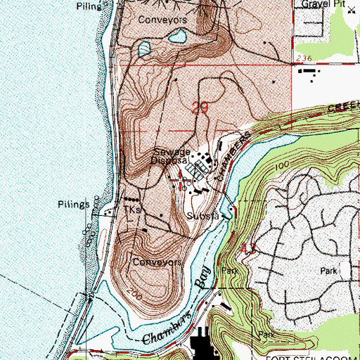 Topographic Map of Chambers Creek Wastewater Treatment Plant, WA