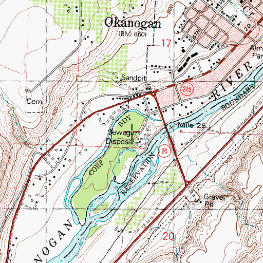 Topographic Map of Okanogan Wastewater Treatment Plant, WA