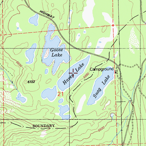 Topographic Map of Haven Lake, CA