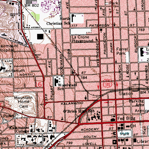 Topographic Map of Stuart Neighborhood Historical Marker, MI