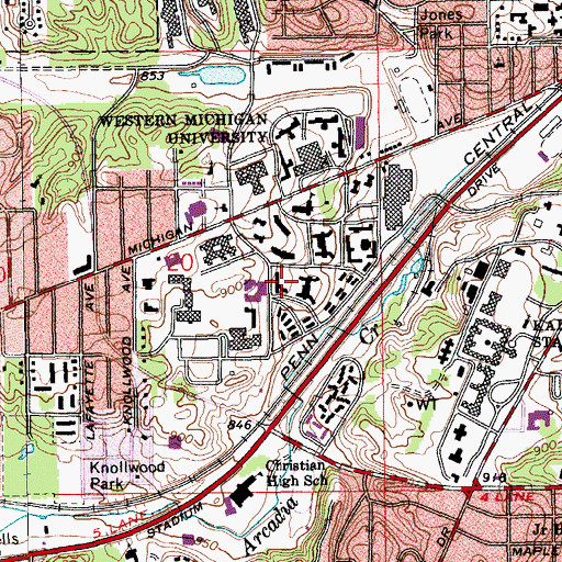 Topographic Map of Moore Hall, MI