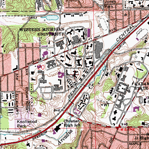 Topographic Map of East Burnham Hall, MI