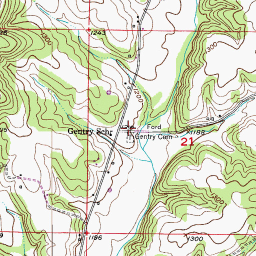 Topographic Map of Gentry Church (historical), MO