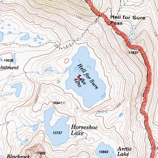 Topographic Map of Hell for Sure Lake, CA