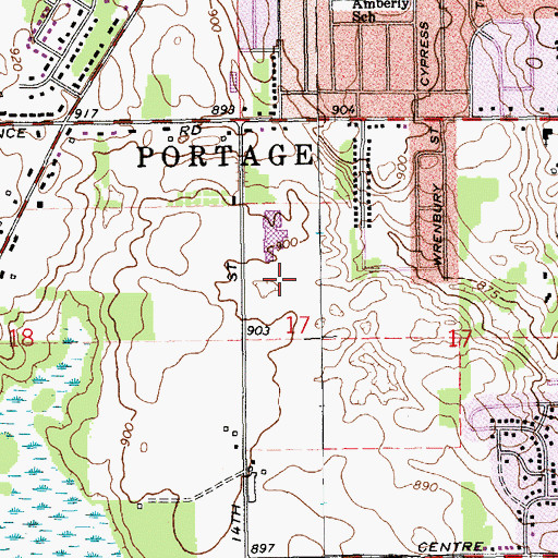 Topographic Map of Moorsbridge Elementary School, MI