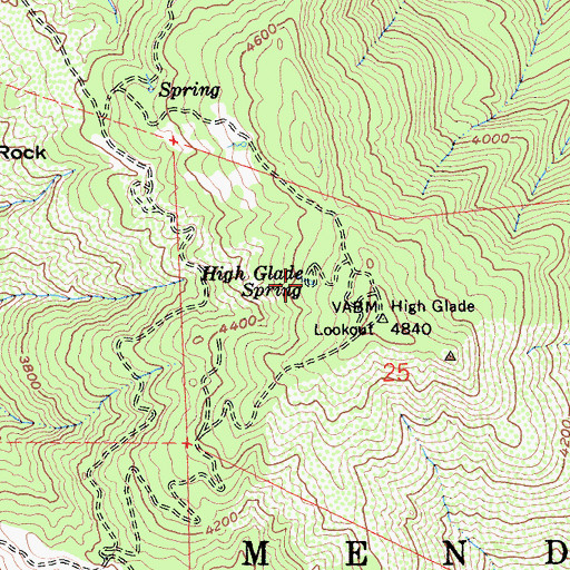 Topographic Map of High Glade Spring, CA